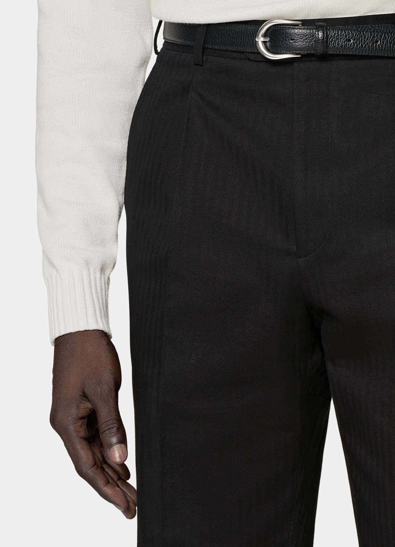 Pantalon Wide Leg Tapered noir à chevrons