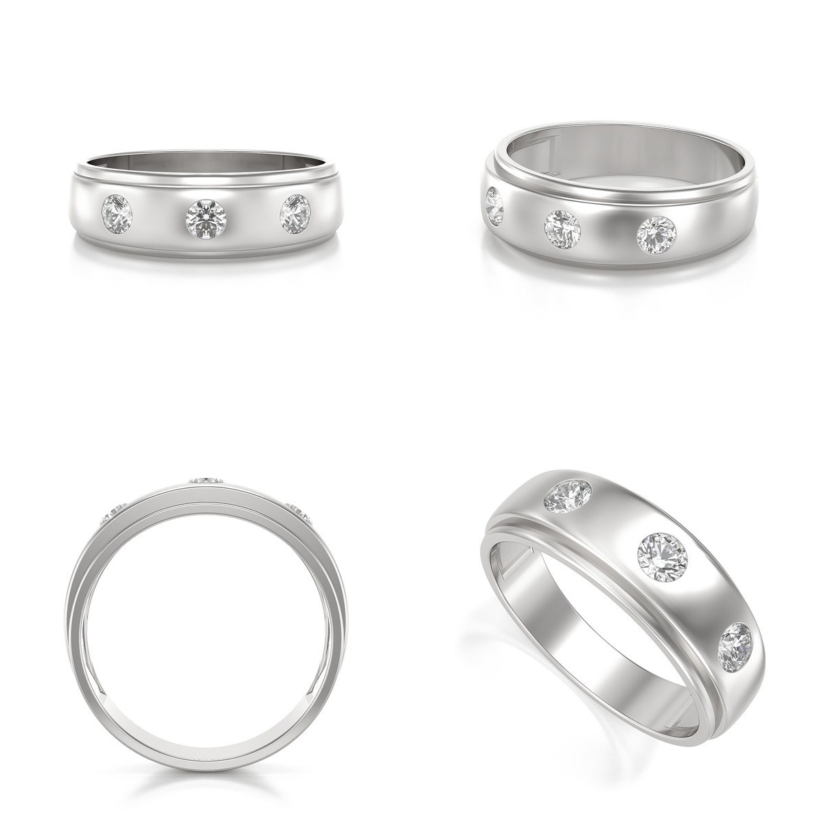 Alliance ADEN Homme Or 585 Blanc Diamants 5.6grs