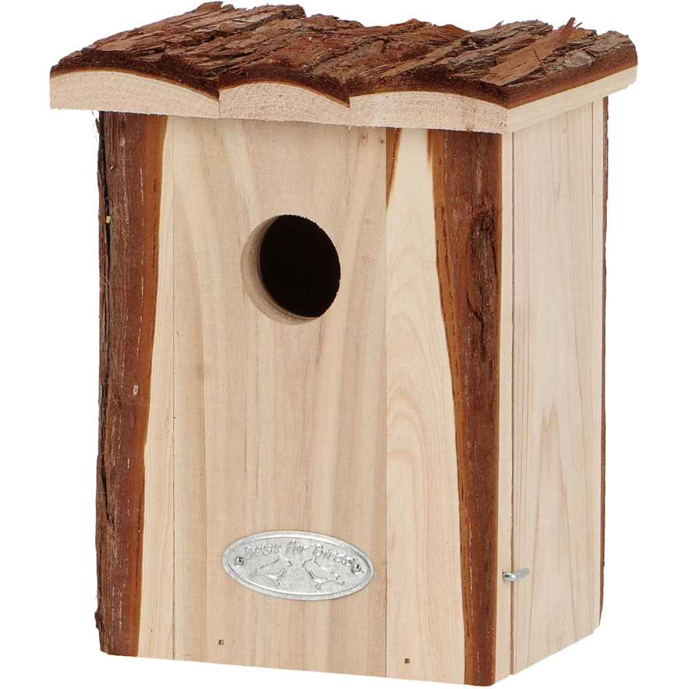 Nichoir pour oiseaux avec toît en écorce roitelet