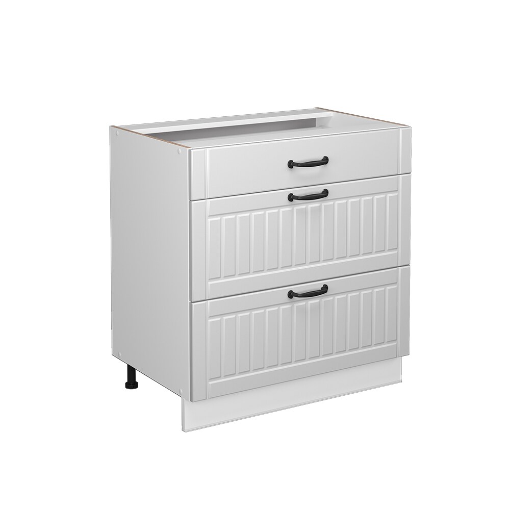 Vicco Schubladenunterschrank Küchenschrank Küchenmöbel Fame-Line Landhaus Weiß 80 cm Küche Einbauküche Drehtür Blende Schublade Küchenunterschrank Küchenzeile