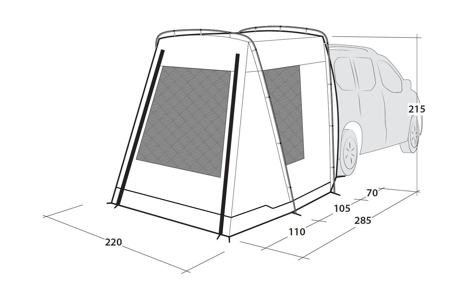 Outwell Dunecrest S Vorzelt / Heckzelt für Minicamper Grün