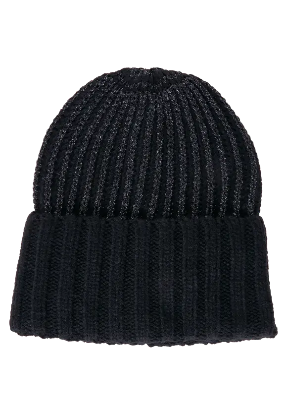 Strickmütze mit Glitzerfäden - Black