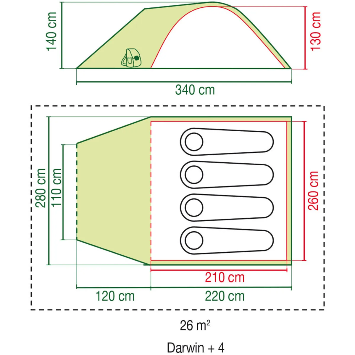 Coleman Tent Darwin 4 Plus Green