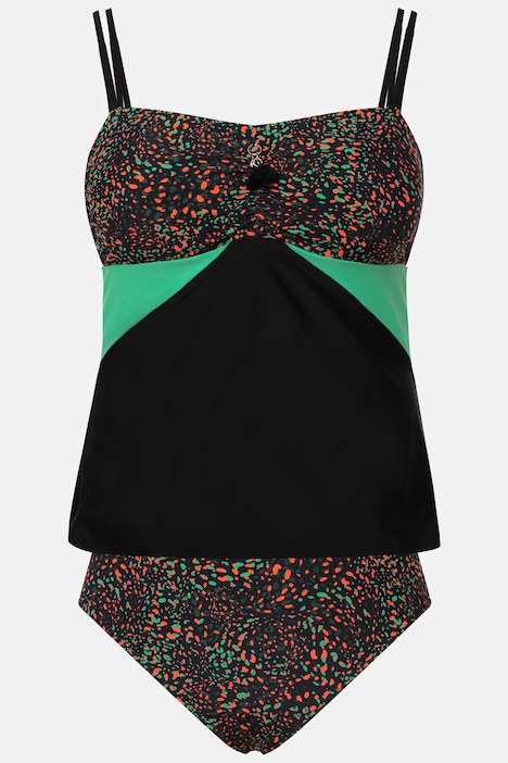 Tankini, Punkte, Quaste, Softcups, längeres Oberteil