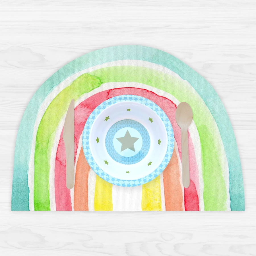 Nikima Platzset stabiles Vinyl Tischset – Regenbogen bunt mehrfarbig