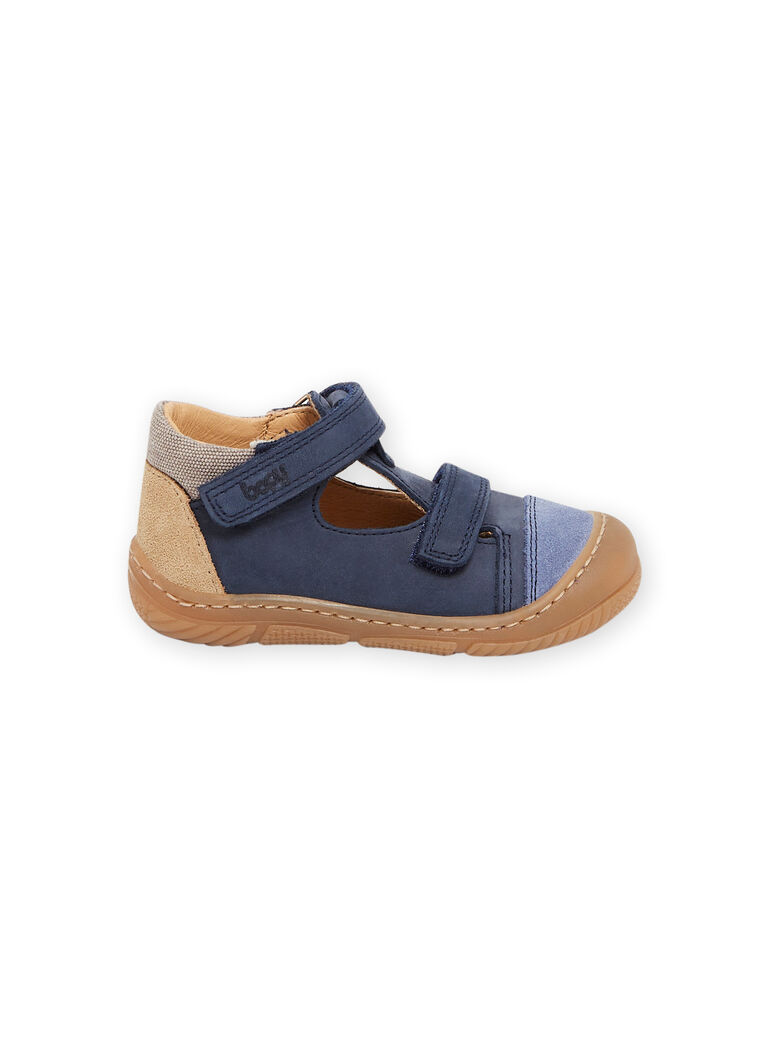 Babies bleu marine en cuir