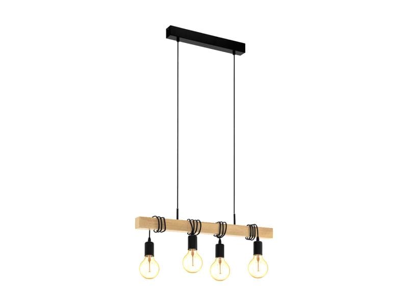 EGLO Leuchten Pendelleuchte TOWNSHEND 4x E27 Schwarz Pendelleuchte, Braun/Schwarz