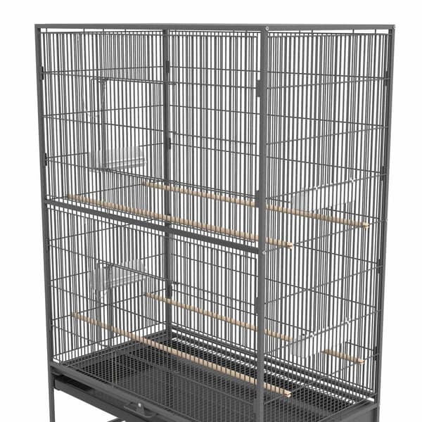 Fuglebur Fuglemaker Fuglevoliere Med Sitteplasser, Fuglehus Med Hylle, Gulvbrett, Voliere Med Dører, Hjul, Grå, 94 X 57 X 153 Cm