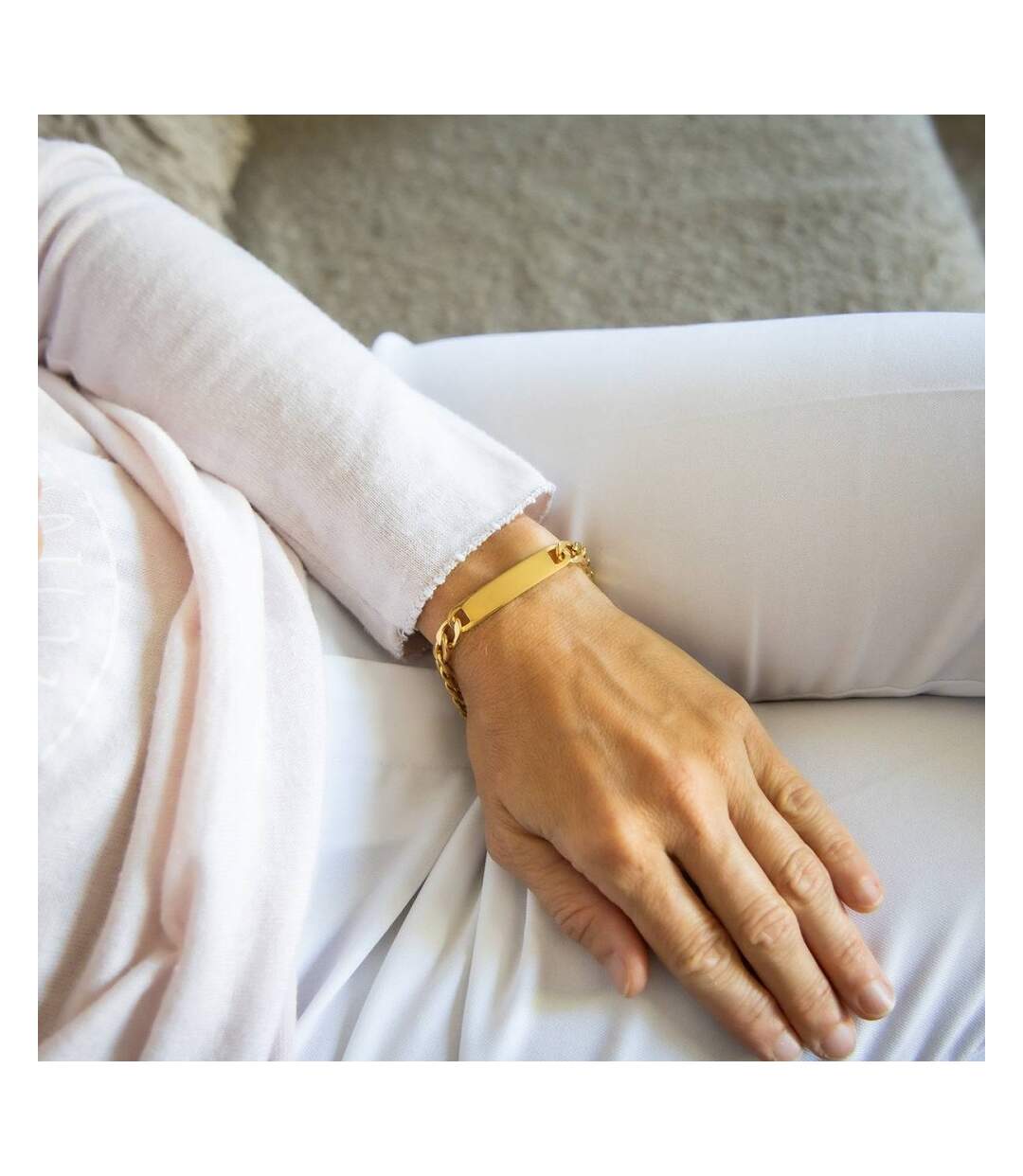 Gourmette Bracelet Femme Acier Doré