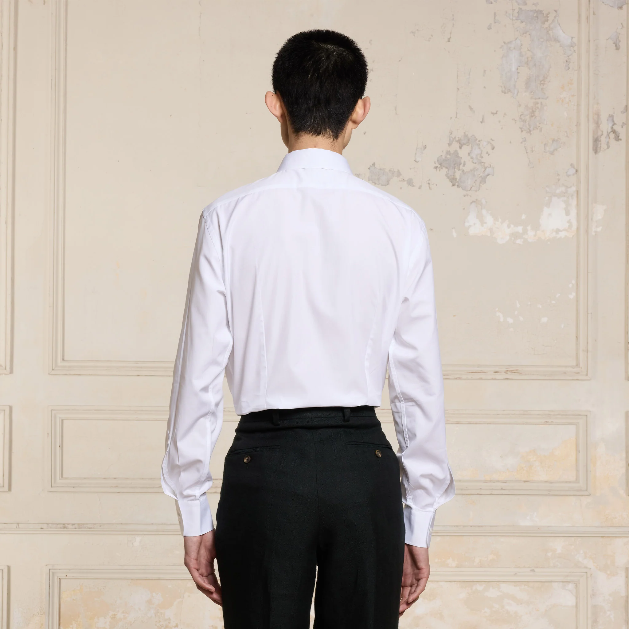Fitted shirt in white double-twisted poplin