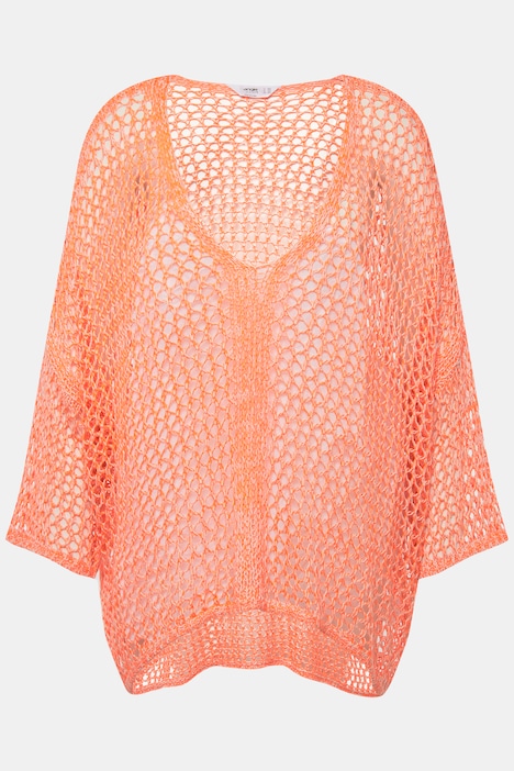 Pullover, oversized, Häkeloptik, Langarm