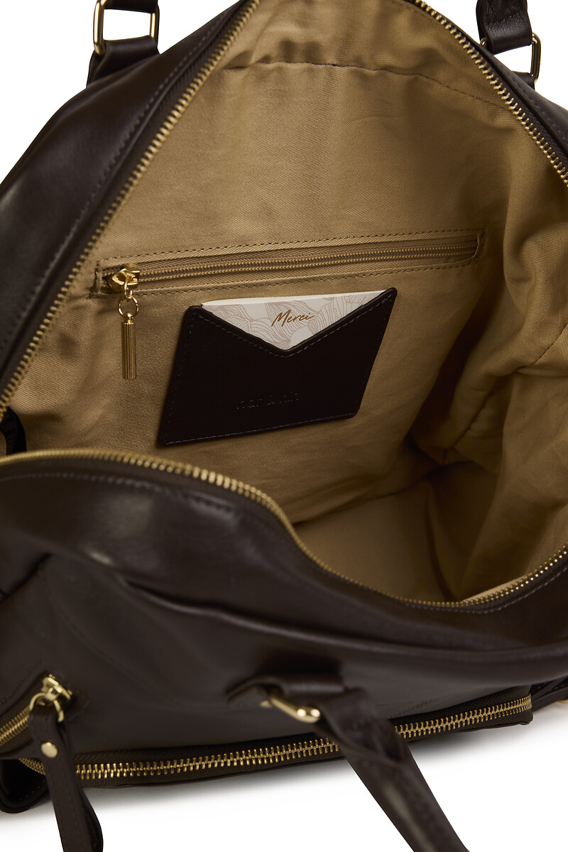 NAT & NIN<br>Bolsa de couro com zíper e vários bolsos MACY