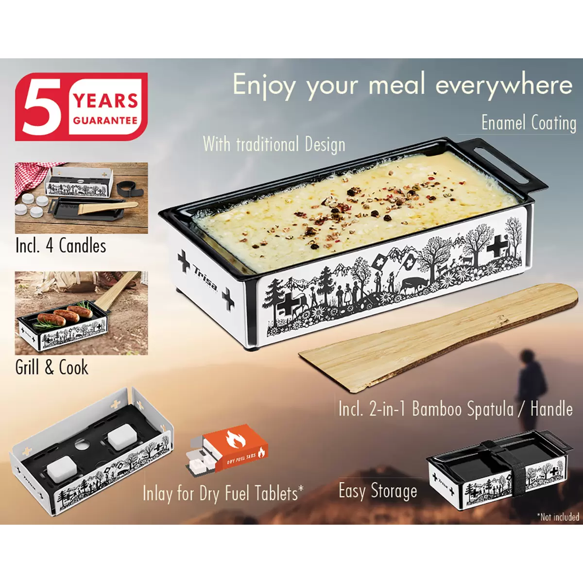 Kerzen-Raclette Trisa Kitchenette schwarz,weiss