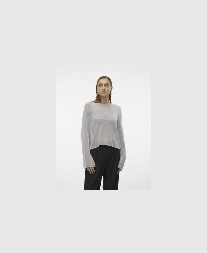 Vero Moda VMNOVA LS O-NECK KNIT VMA Silver/metallic