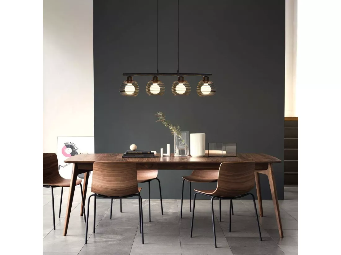 NETTLIFE Lampe à suspension noire rétro E27 métal industriel
