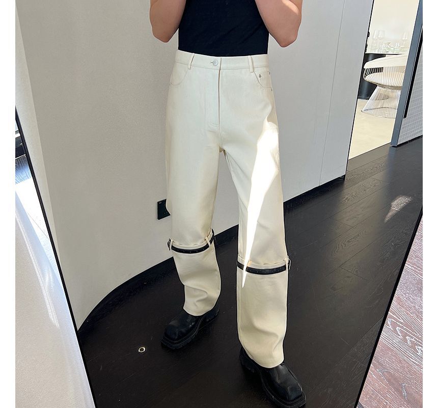 Patow - Hoge taille effen rechte broek