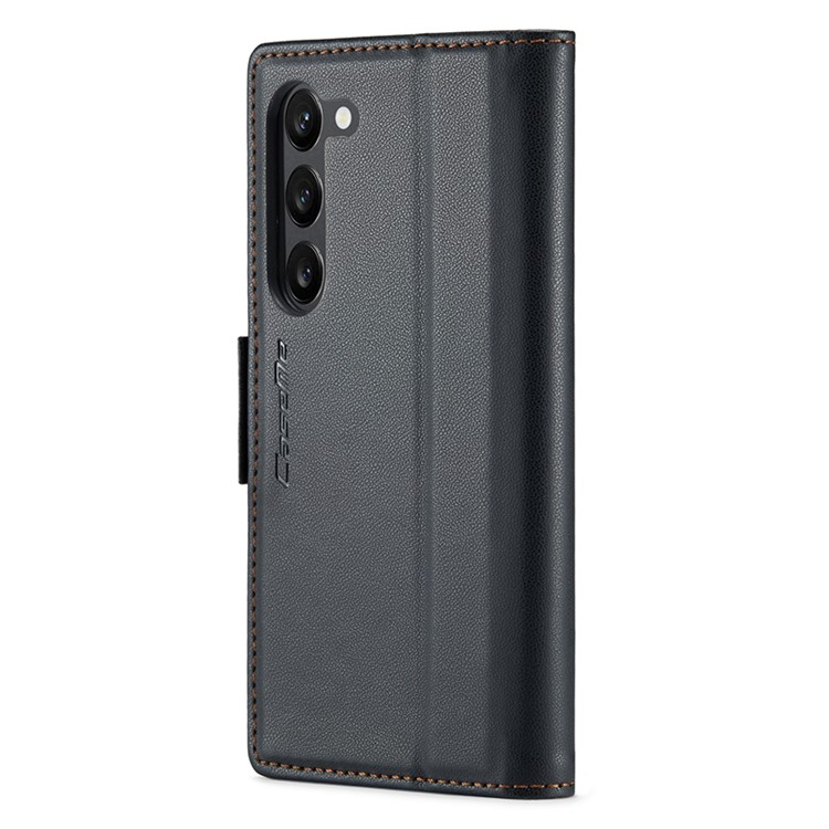 Samsung Galaxy S24  Plus Leder Tasche Flip Wallet Etui mit Kartenfächern Litchi Look - Schwarz