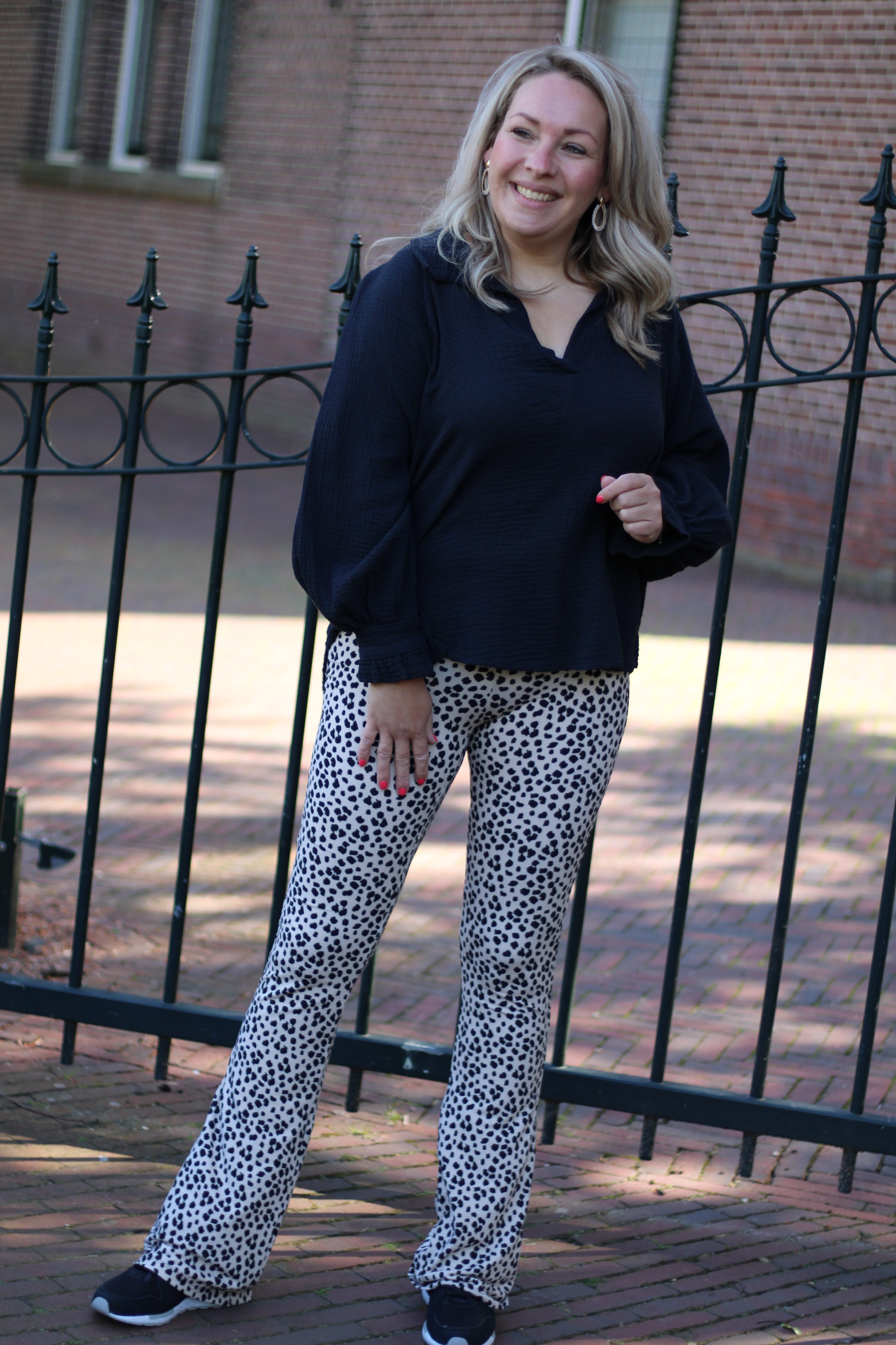 Ambika - Cheetah Soft Flair Pant - Beige/Zwart