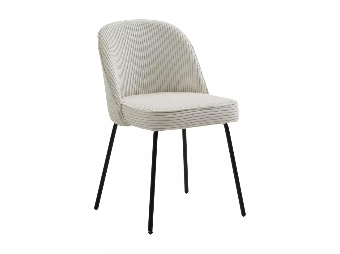 Lot de 2 chaises en velours côtelé et métal noir - Crème - ALPALI