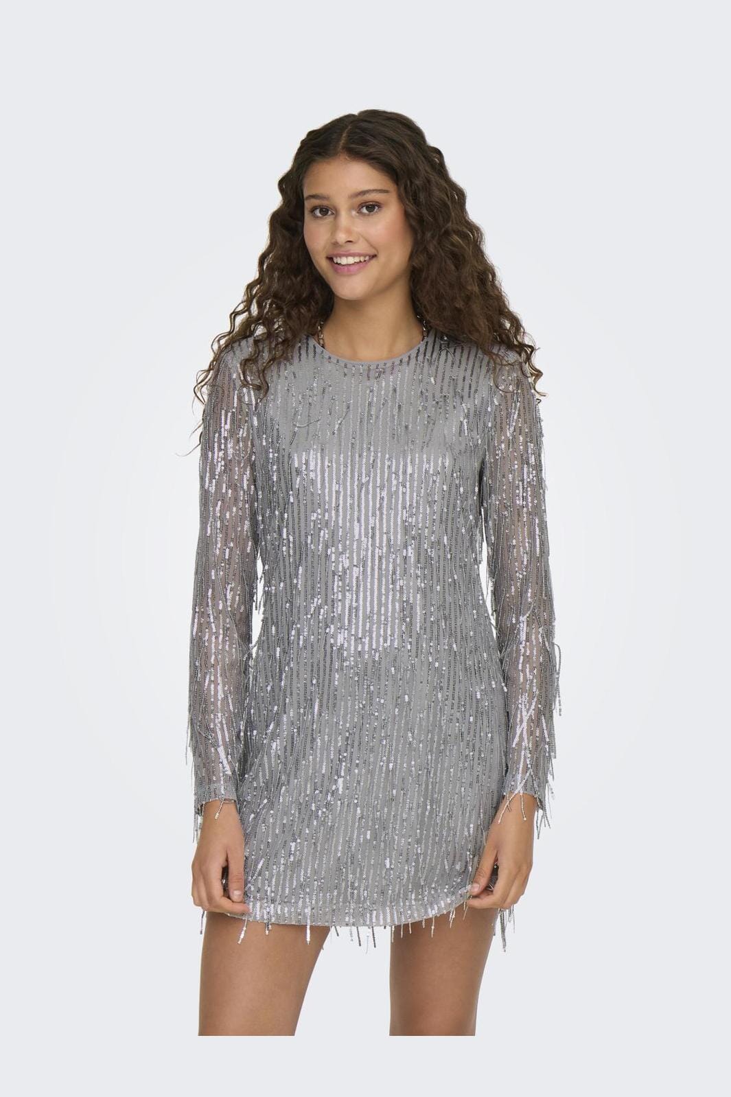 Only Onlanika Spacy Ls Short Dress 4627076 vapor blue silver sequins