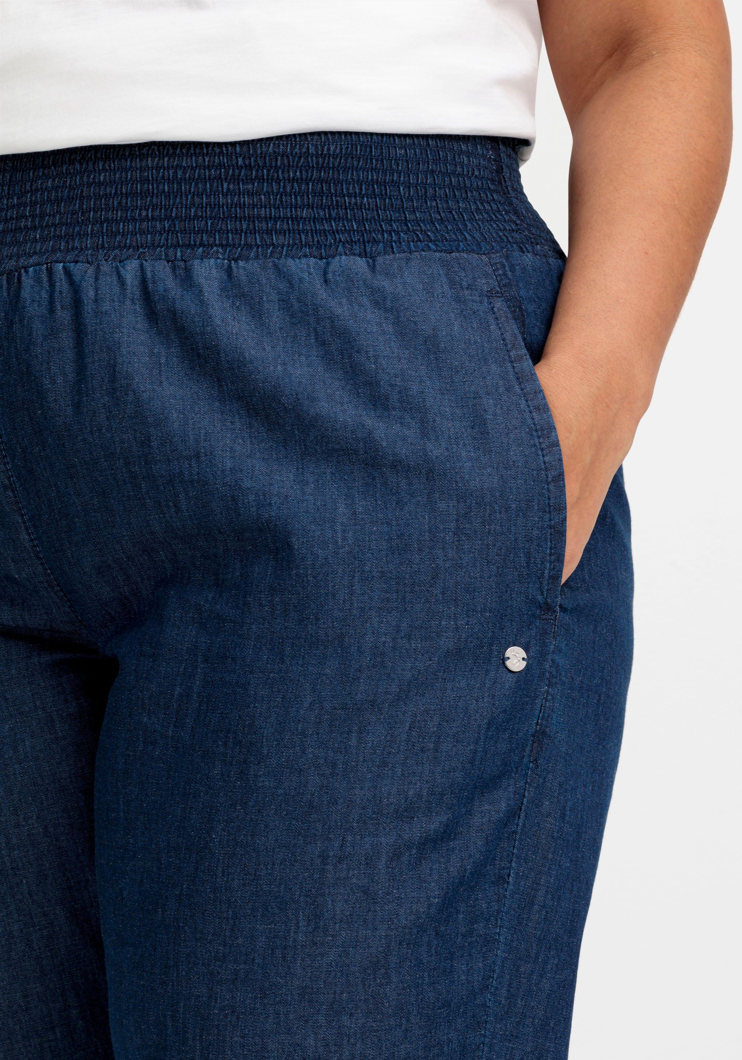 Weite Jeans mit Smokbund, in Knöchellänge
