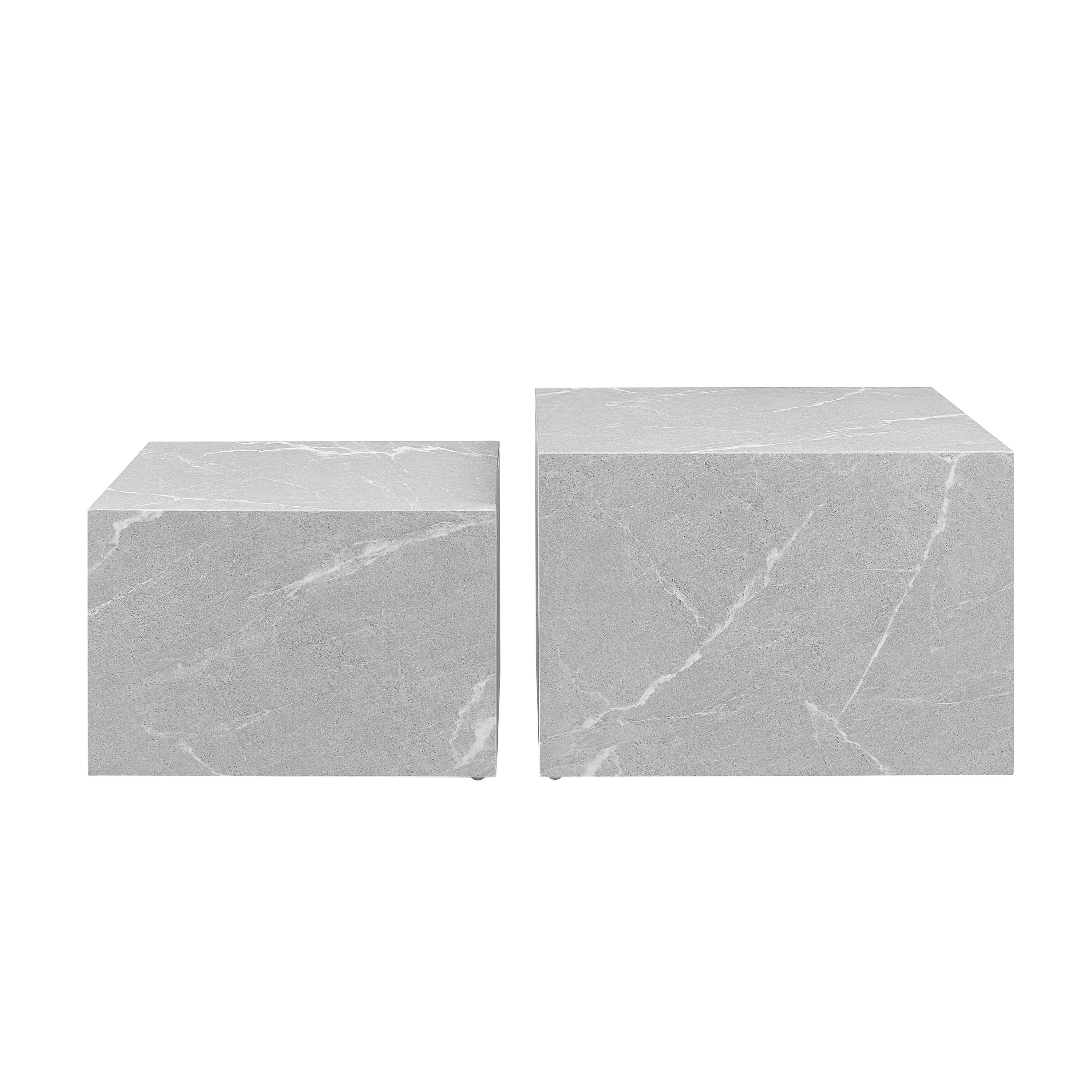 2er Set Couchtisch grau Marmor Optik Sofatisch Beistelltisch Wohnzimmer Tisch
