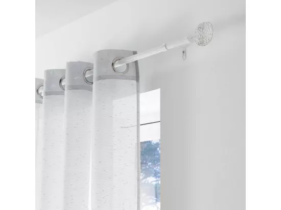 Kit tringle décorative Bullette - L 120 / 210 x D 1,9 cm - Blanc