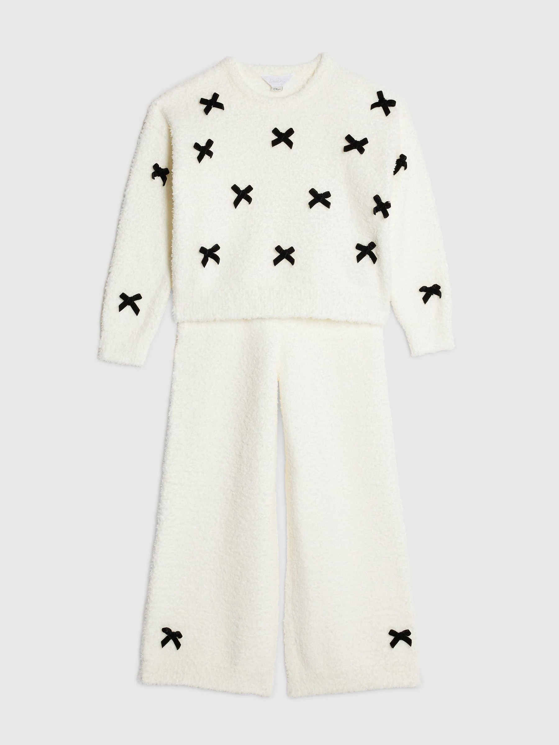 River Island Mono Bow Cosy Jumper & Trousers Set