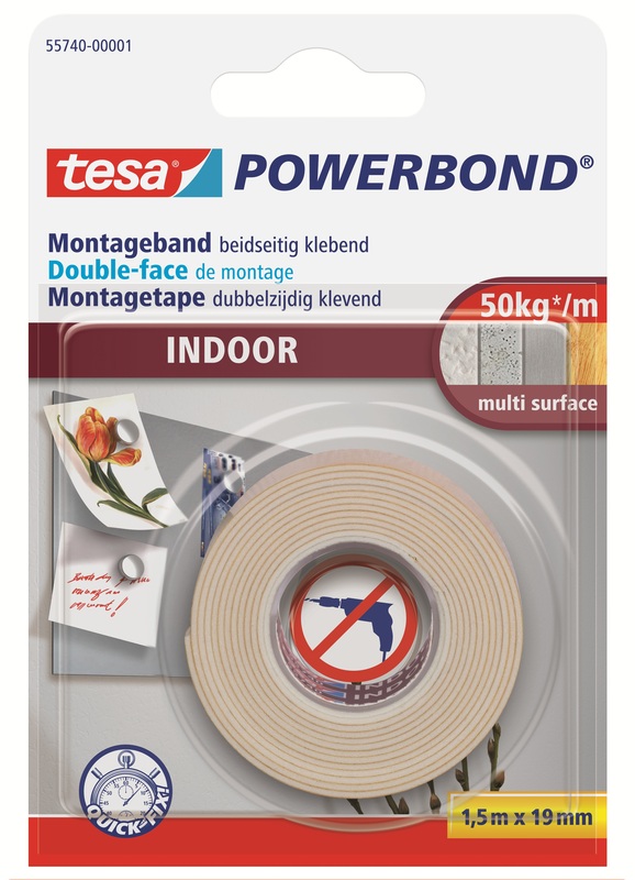 Tesa Montageband Indoor, 19 mm x 1.5 m