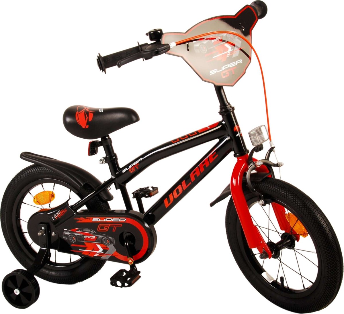 Volare - Børnecykel Med Støttehjul - 14'' - Super Gt - Rød