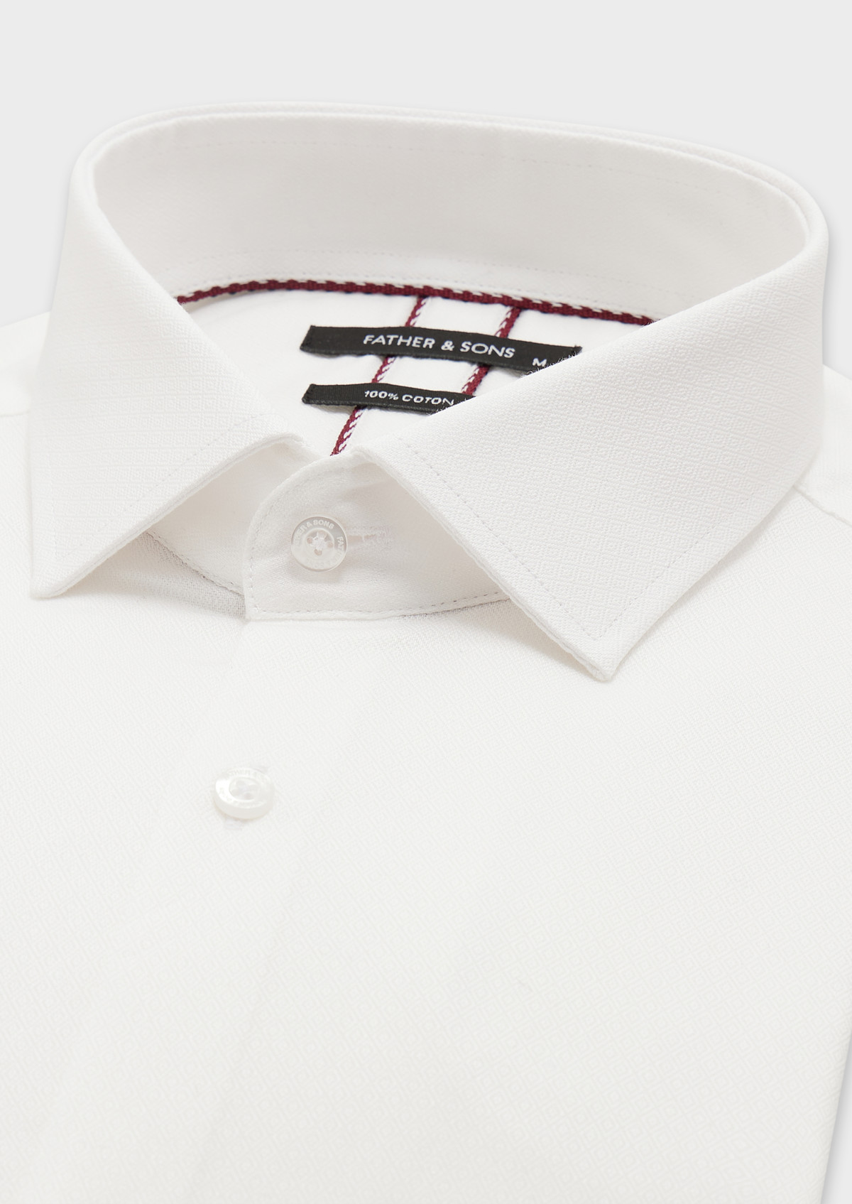 Chemise habillée Slim en coton façonné uni blanc