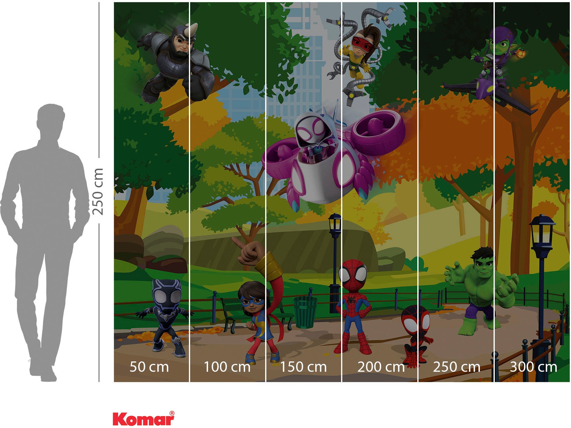 Komar Fototapete »Digitaldruck Vlies -  Spidey Scavenger Hunt - Grösse 300 x 250 cm« bedruckt glatt Kinderzimmer