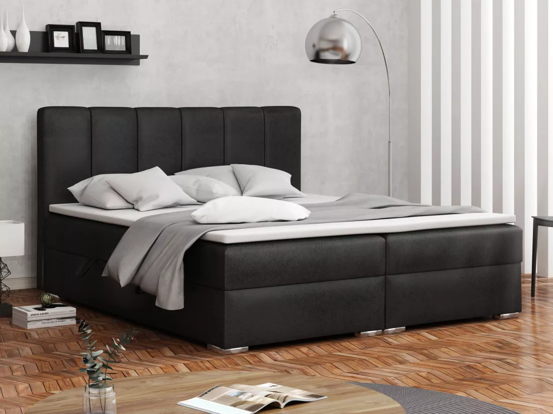 LIT BOXSPRING avec coffres Provo 180x200 cm, Gobi 97 (Noir)