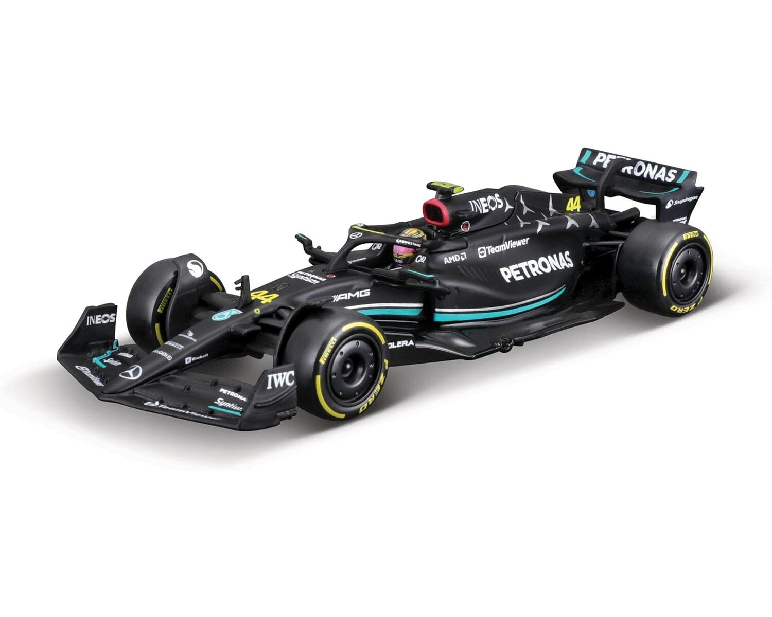 Bburago 18-38081H - Modellauto - F1 Mercedes AMG W14 '23 #44 Hamilton (mit Helm, Maßstab 1:43)