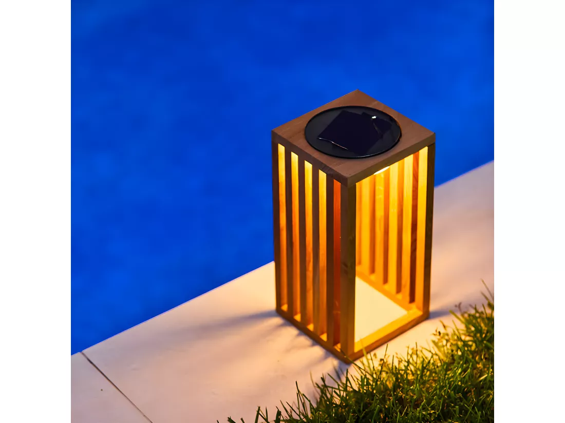 Lanterne solaire décorative CHENNAI Bois Bois H30cm