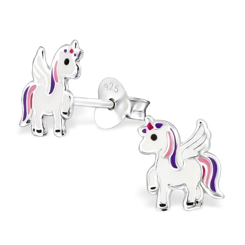 Boucle d'oreille licorne ailé en argent 925/1000