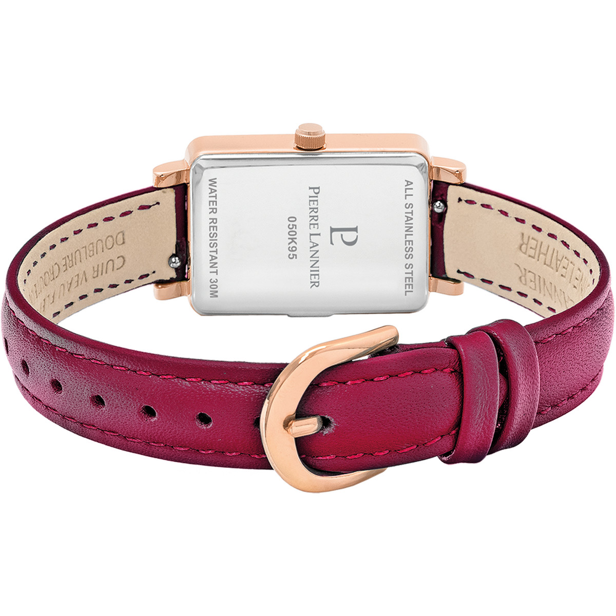 Montre PIERRE LANNIER ariane femme bracelet cuir framboise