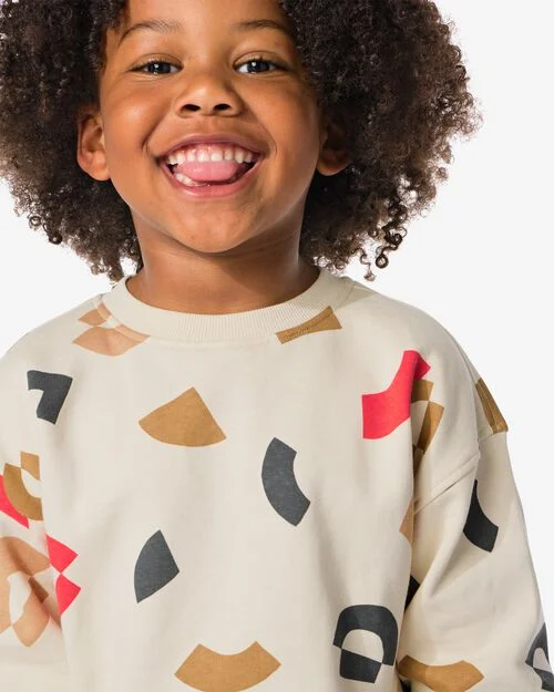 ensemble sweat enfant oversized graphique blanc cassé