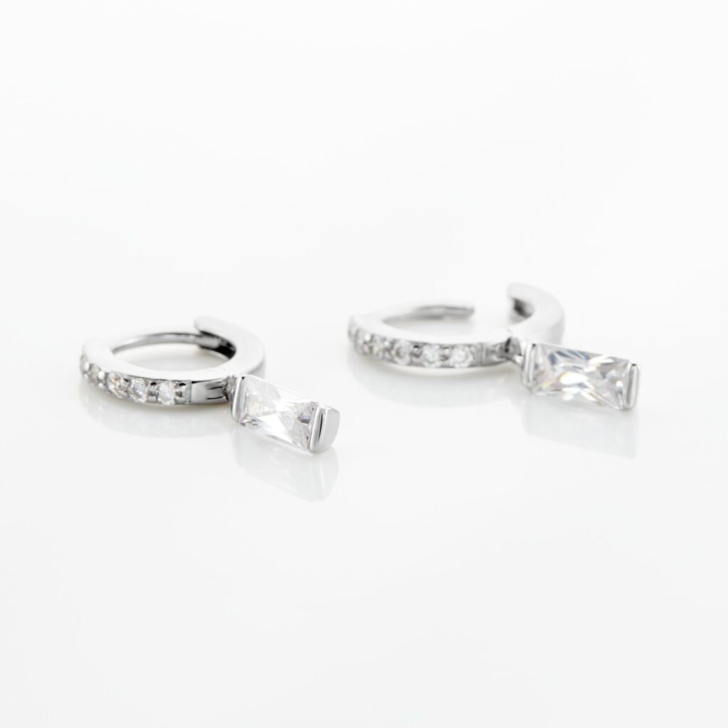 Créoles Argent Blanc Irenion Oxydes De Zirconium