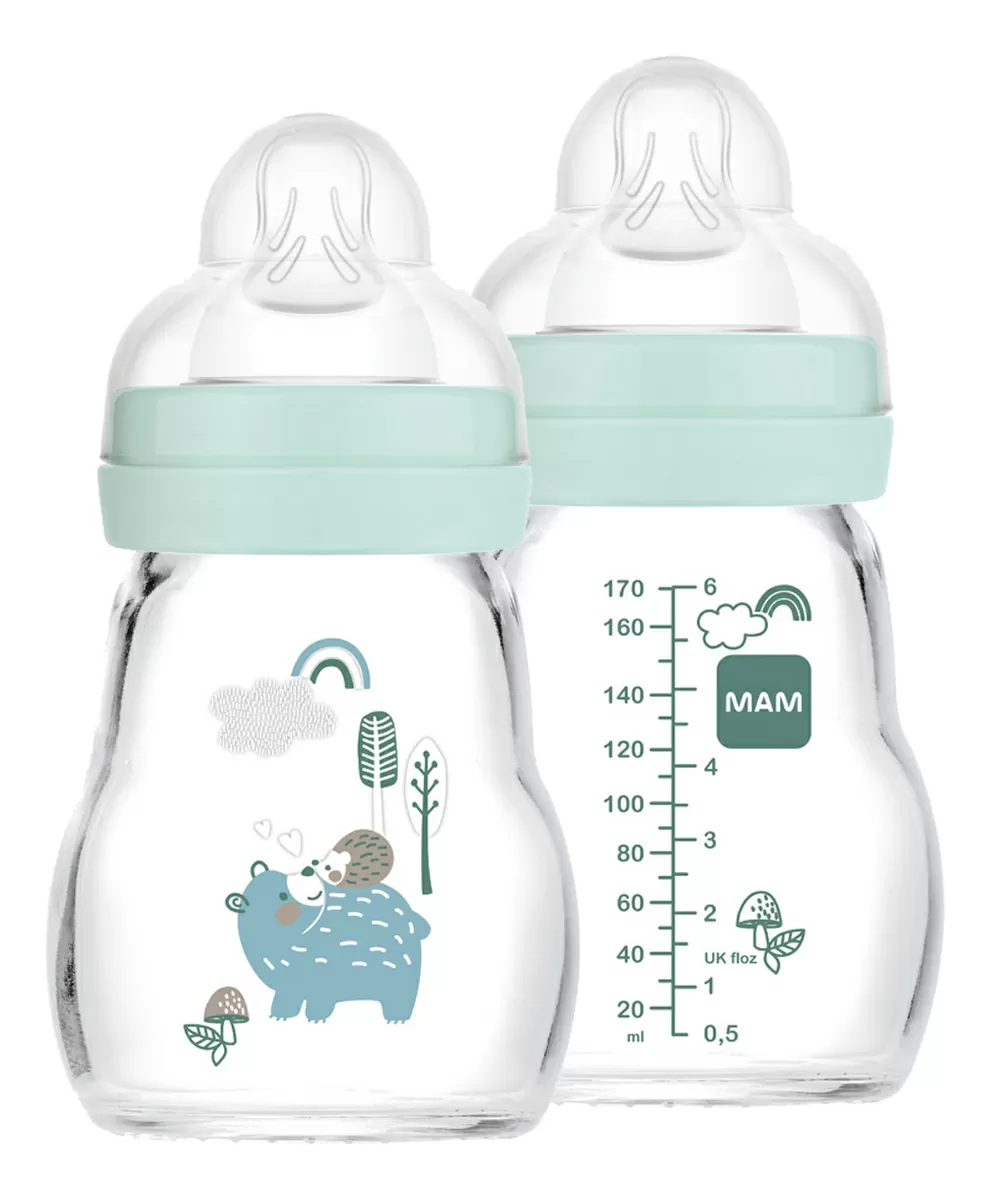 MAM Glassutteflaske 170 ml, 0  mdr. - Blå