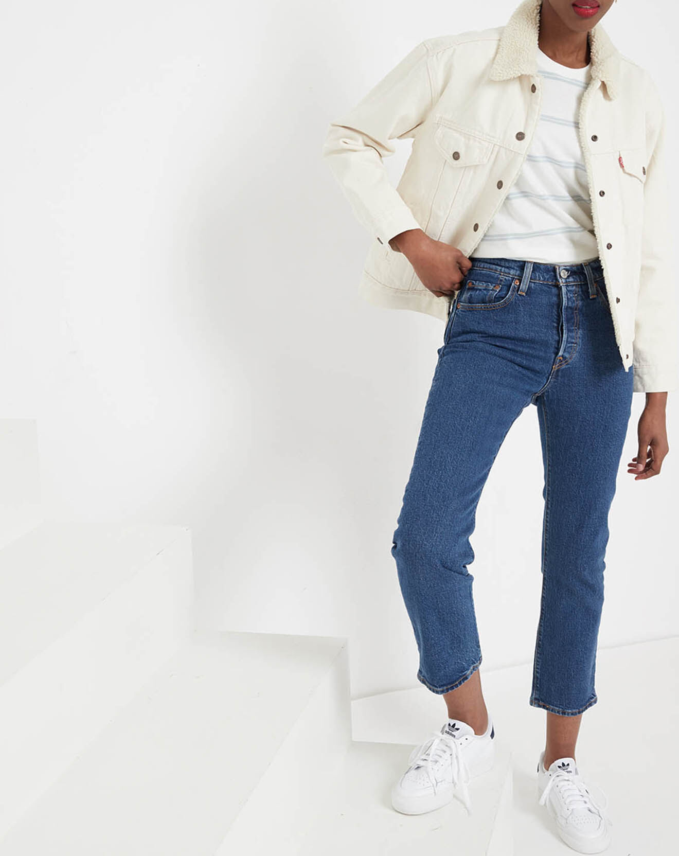 Levi's® Veste en Jean fourré Sherpa écrue