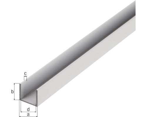 U-profiel aluminium naturel 10x10x1 mm, 1 m