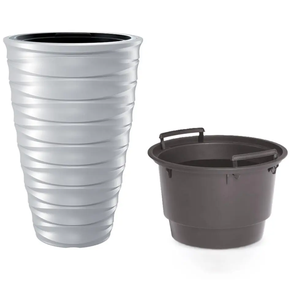 Prosperplast Plantenpot Design Waves - kunststof - wit - D38 cm