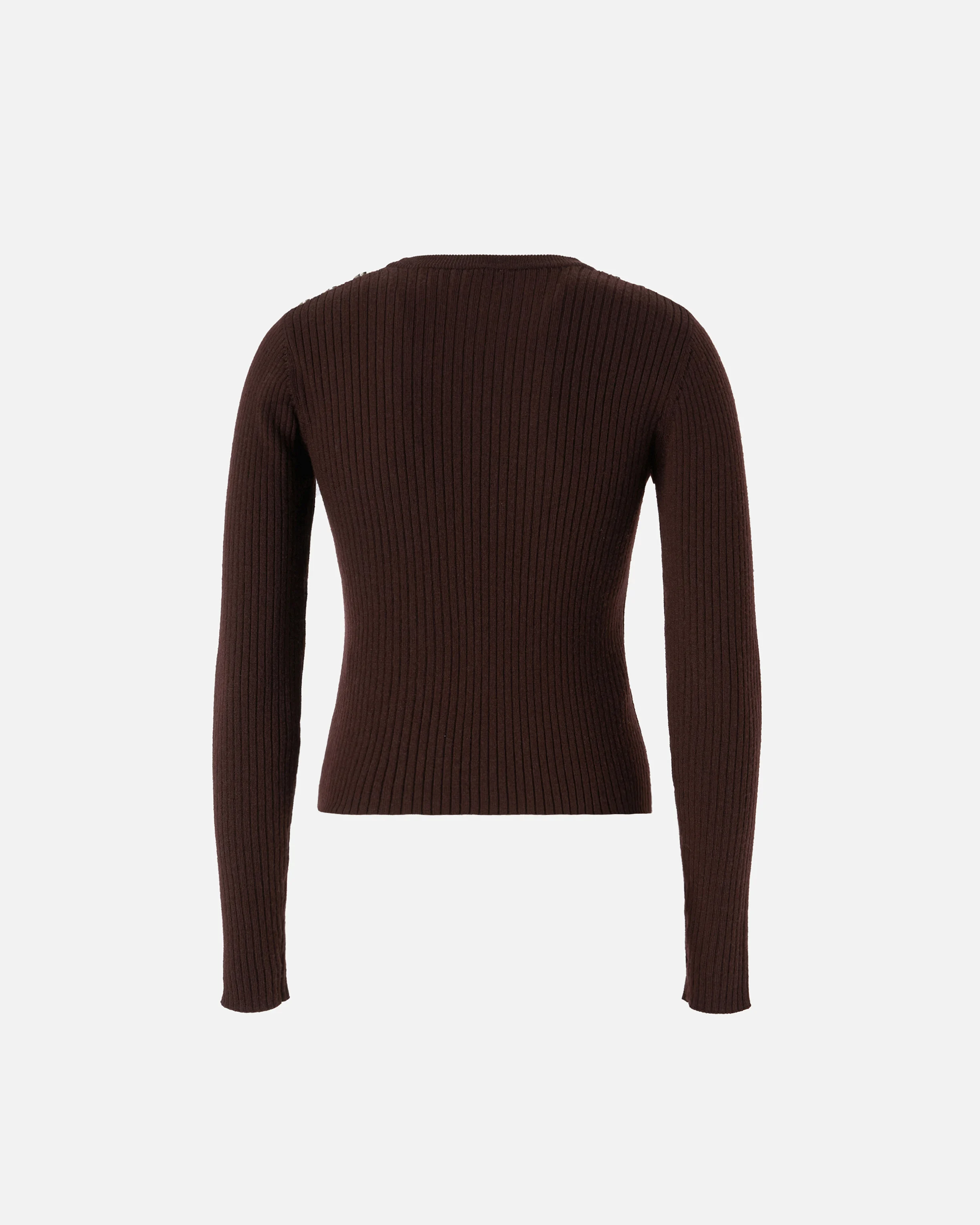 Pull à manches longues côtelée | Marron
