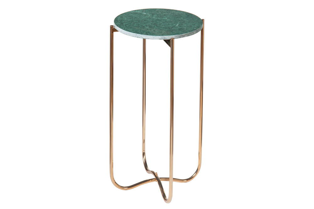 Handgearbeiteter Beistelltisch NOBLE I 35cm grün Marmor abnehmbare Tischplatte rund