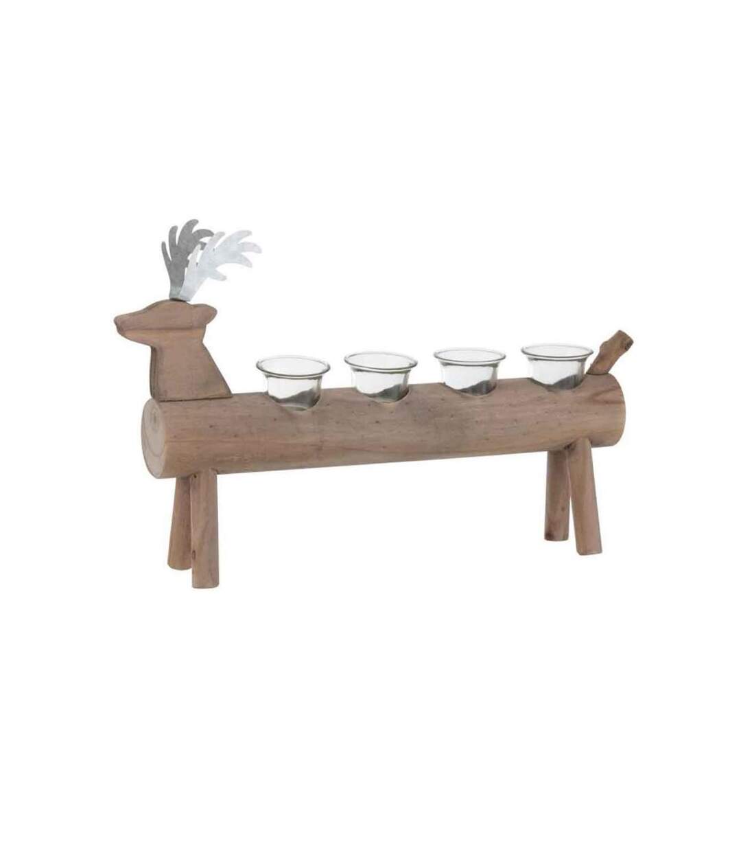 Paris Prix - Photophore 4 Supports En Bois cerf 47cm Marron