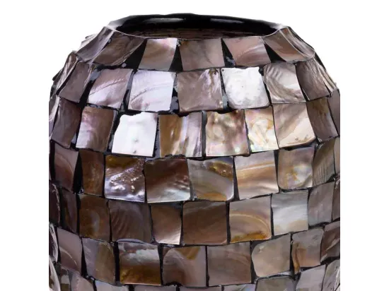 Vase en nacre marron et bois D24x35h cm