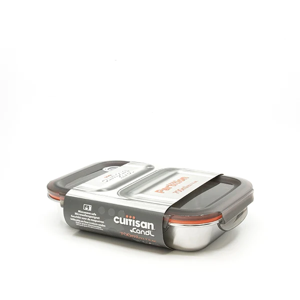 Boite de conservation rectangulaire compartimentée en inox 700 ml comp