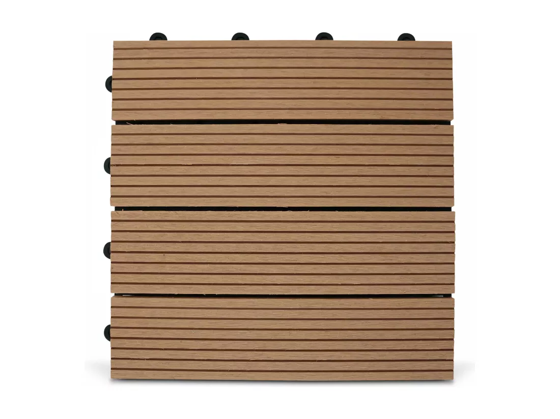 Lot de 16 dalles clipsables bois synthétique marron