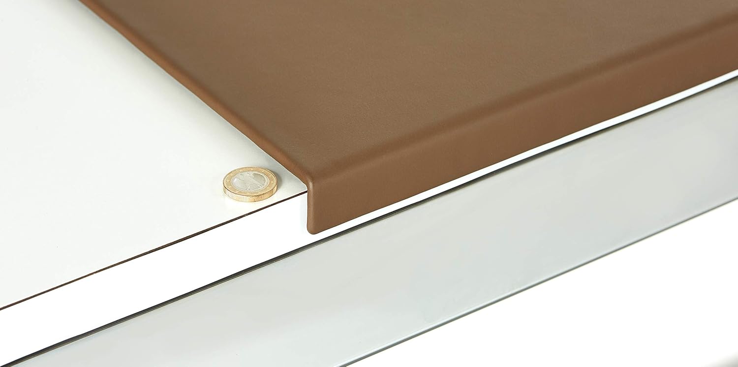 Schreibtischunterlage 680 x 490 mm Leder mit Kantenschutz gewinkelt / 90° abgewinkelt braun für USM HALLER TISCH